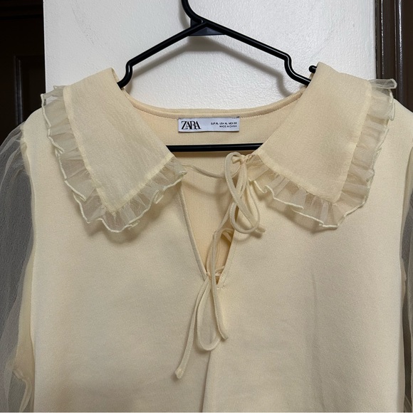 Zara half knit/ half organza blouse - Picture 2 of 3